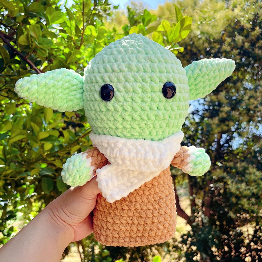 Handmade Baby Yoda Crochet Plush | Amigurumi Yoda Plushie for Star Wars Fans